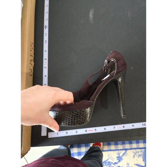 Carlos Womens Brown Platform High Heel Shoes Size 8 Date Formal Stiletto Neutral - Picture 7 of 9